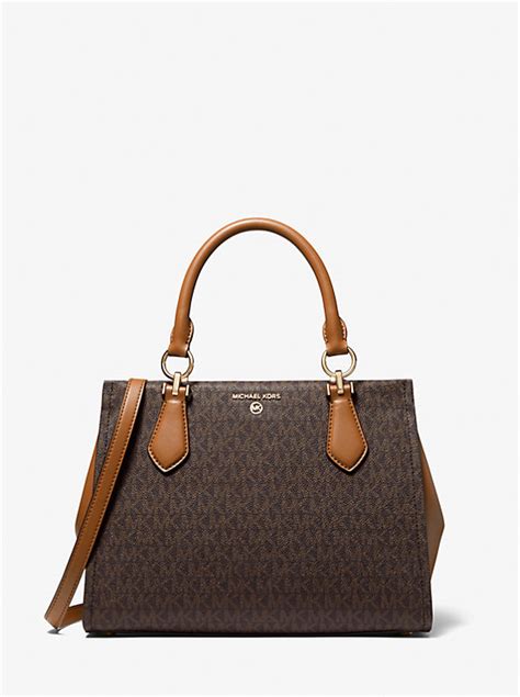 michael michael kors logo marilyn medium satchel|Michael Kors opened satchel purse.